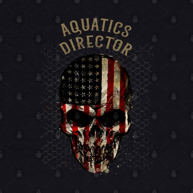 Aquatics Director - Watercolor Skull in American Flag Design by best-vibes-only